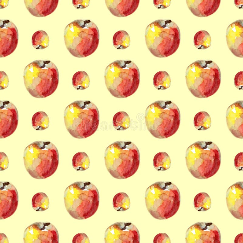 Waterverf naadloos patroon met rode appelen De illustratie van het de zomerfruit royalty-vrije illustratie Waterverf naadloos patroon met rode appelen De illustratie van het de zomerfruit royalty-vrije illustratie