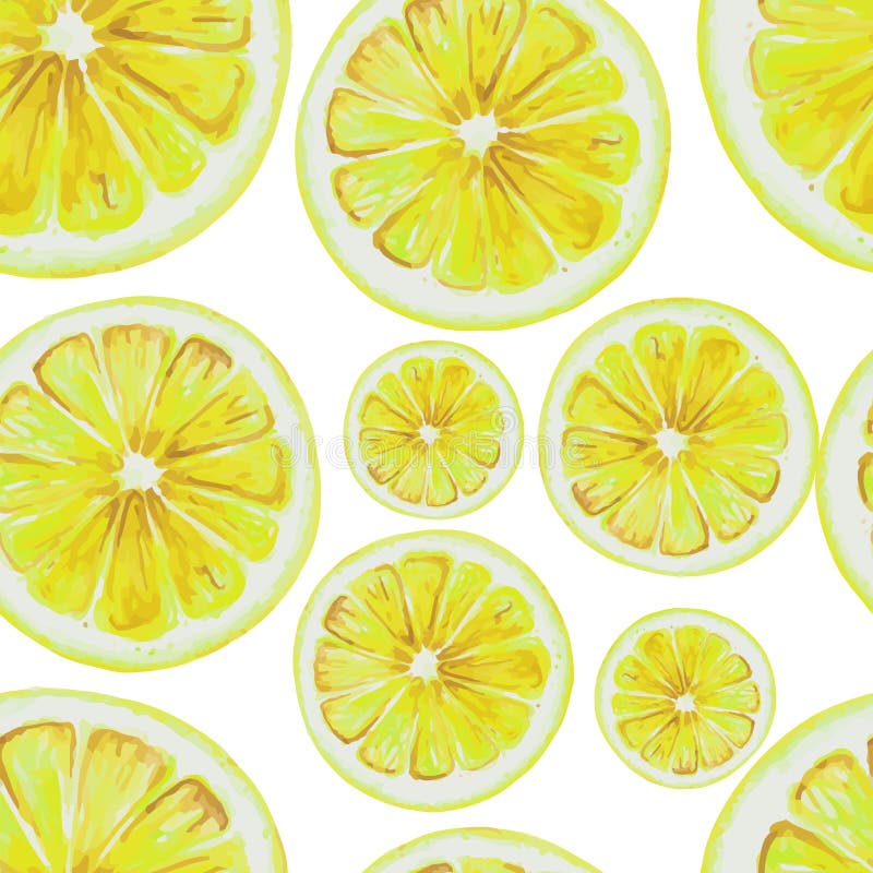 Waterverf naadloos patroon van de plakken van het citroenfruit vector illustratie Waterverf naadloos patroon van de plakken van het citroenfruit vector illustratie