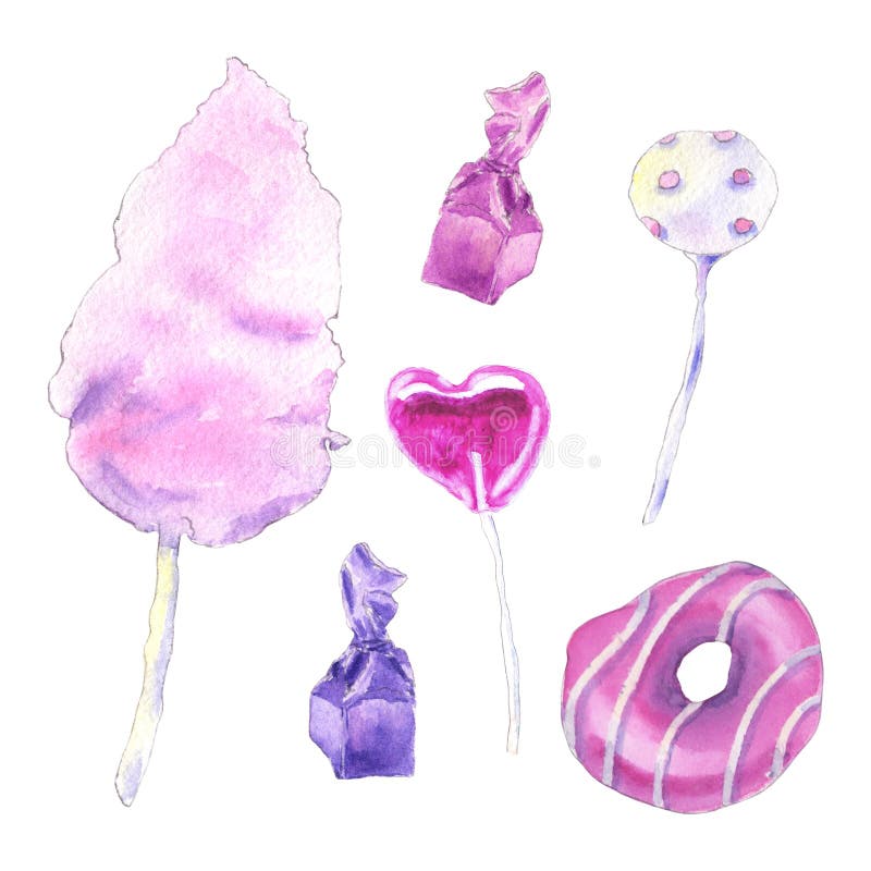 Waterverf roze snoepjes stock illustratie Waterverf roze snoepjes stock illustratie