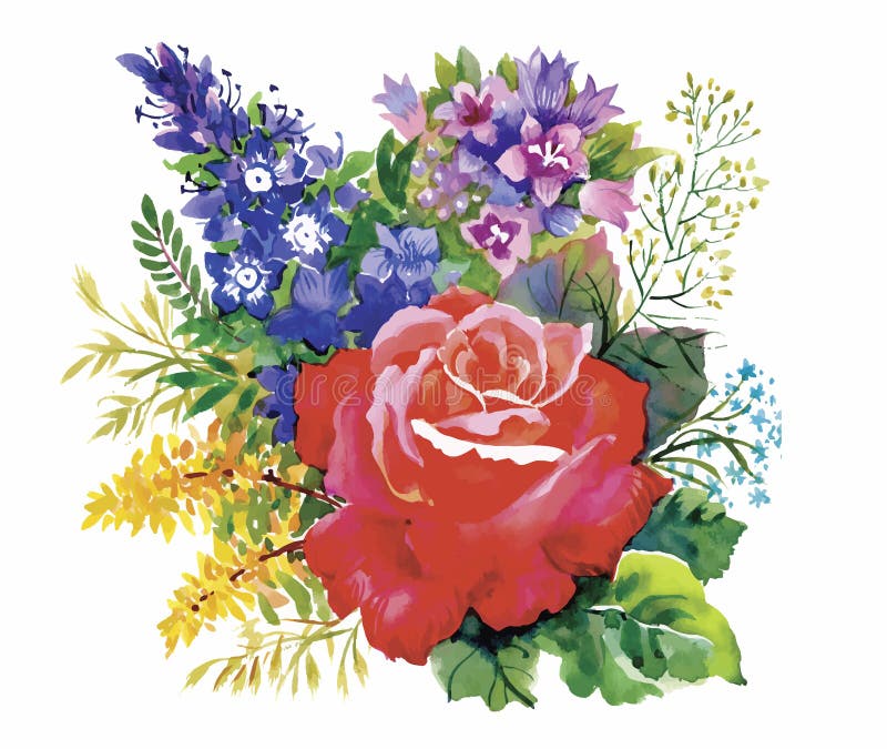 Waterverfbloemen in klassieke stijl op een witte achtergrond royalty-vrije illustratie Waterverfbloemen in klassieke stijl op een witte achtergrond royalty-vrije illustratie