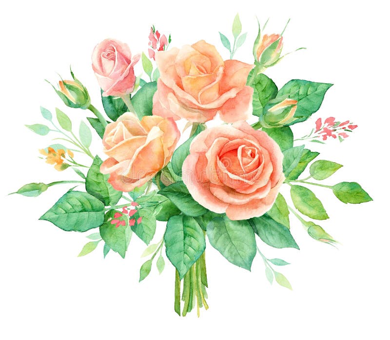 Waterverfboeket van bloemen De hand schilderde bloemendiesamenstelling op witte achtergrond wordt geïsoleerd Uitstekende stijl stock illustratie Waterverfboeket van bloemen De hand schilderde bloemendiesamenstelling op witte achtergrond wordt geïsoleerd Uitstekende stijl stock illustratie