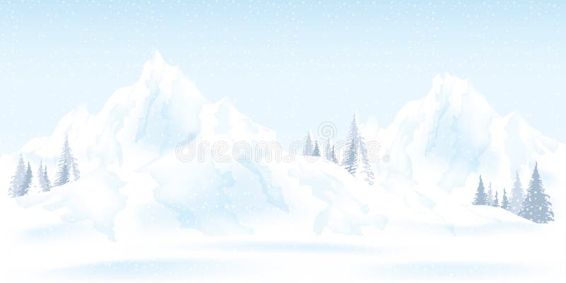 Waterverfillustratie van het landschap van de winterbergen met pijnbomen stock illustratie Waterverfillustratie van het landschap van de winterbergen met pijnbomen stock illustratie