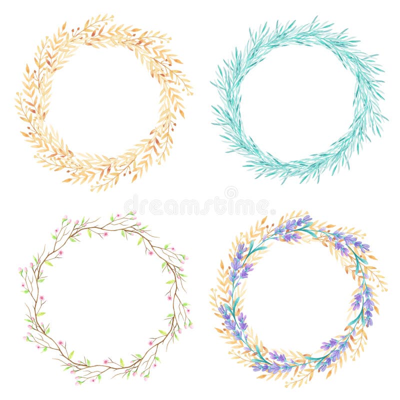Waterverfkader met bloemen en bladeren stock illustratie Waterverfkader met bloemen en bladeren stock illustratie