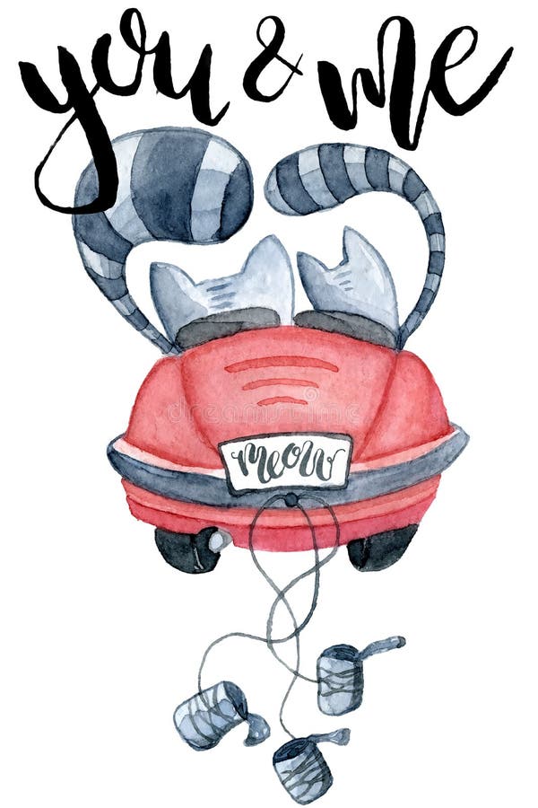 Waterverfkatten in enkel gehuwde rode ca vector illustratie Waterverfkatten in enkel gehuwde rode ca vector illustratie