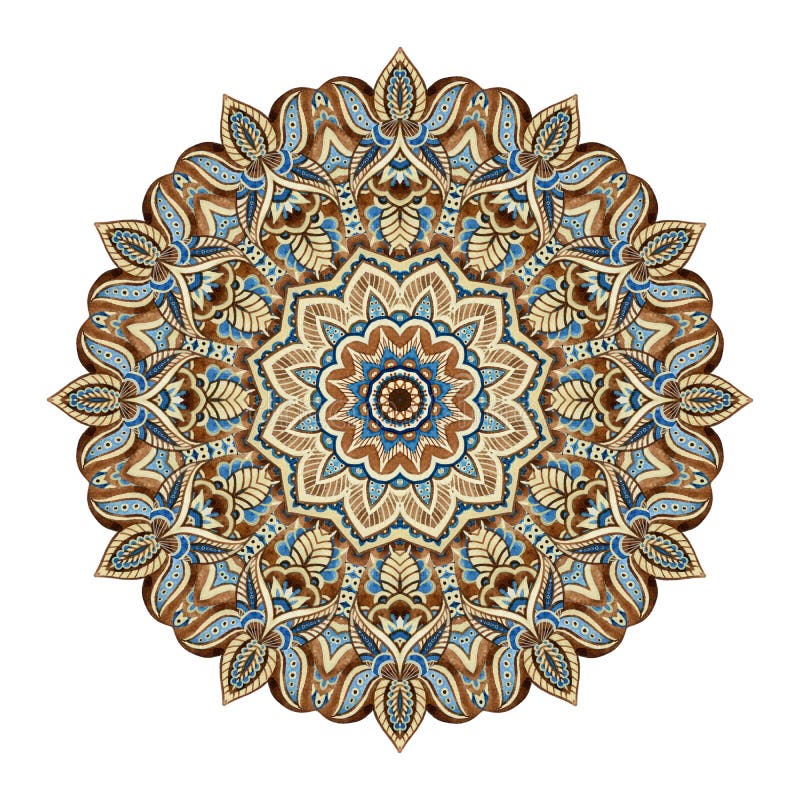 Waterverfmandala in Indische stijl Traditioneel kant op witte achtergrond royalty-vrije illustratie Waterverfmandala in Indische stijl Traditioneel kant op witte achtergrond royalty-vrije illustratie