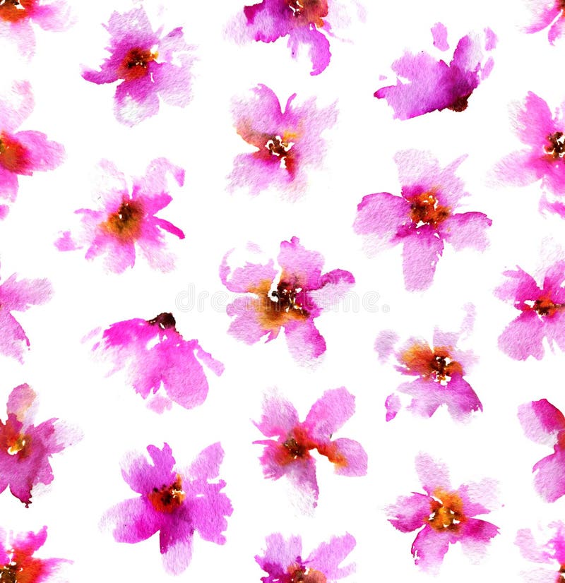 Waterverfpatroon met roze bloemen Naadloze hand getrokken bloemenachtergrond stock afbeeldingen Waterverfpatroon met roze bloemen Naadloze hand getrokken bloemenachtergrond stock afbeeldingen