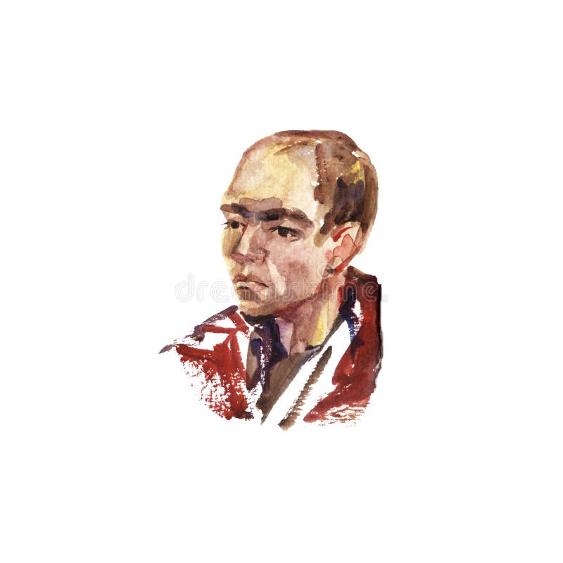 Waterverfportret van jonge mens het met de hand gemaakte zelf gemaakte schilderen vector illustratie Waterverfportret van jonge mens het met de hand gemaakte zelf gemaakte schilderen vector illustratie