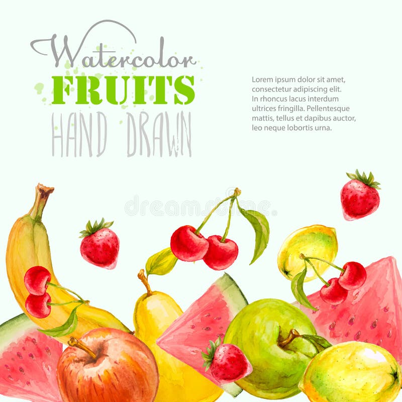 Waterverfvruchten Achtergrond Hand getrokken vectorillustratie vector illustratie Waterverfvruchten Achtergrond Hand getrokken vectorillustratie vector illustratie