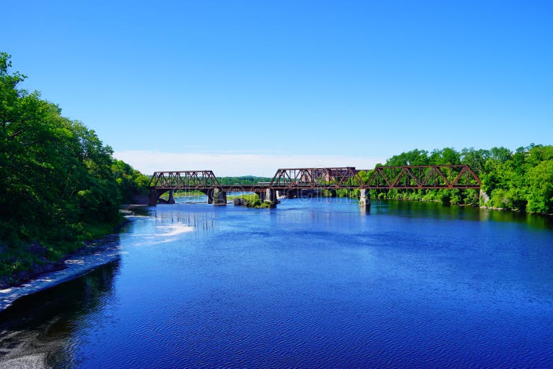 Waterville City, and Kennebec River Stock Photo Image of house