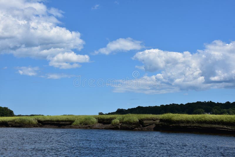 Waterway Along a Tidal Marsh on a Spring Day royalty free stock photo