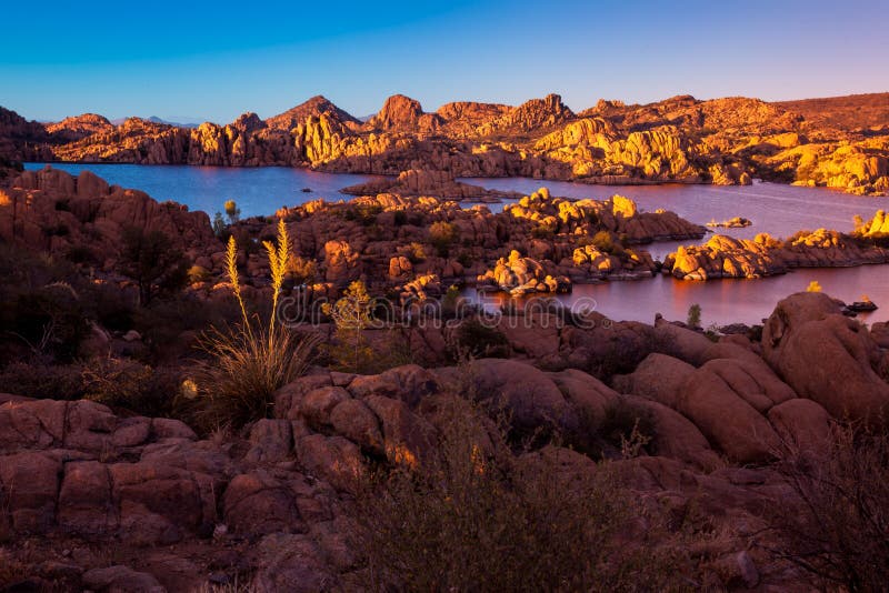 Watson Lake, Rock Formations Sunset royalty free stock photo Watson Lake, Rock Formations Sunset royalty free stock photo