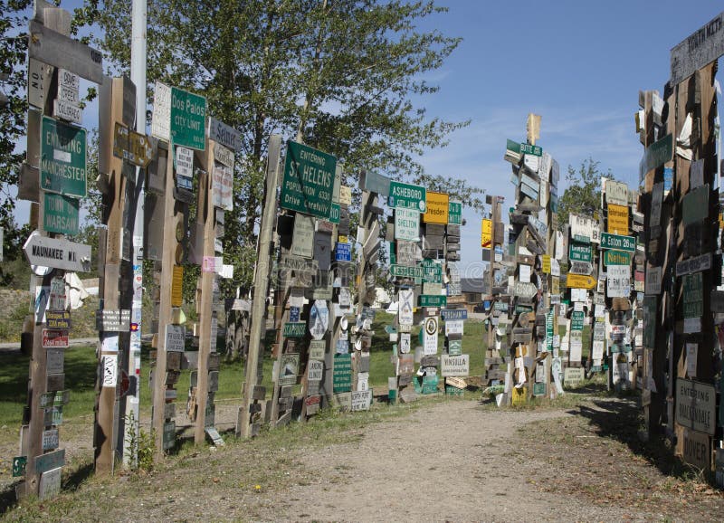Watson lake Yukon, Sign Post Forest. Nice attraction to see while in Watson Lake. License plates, plaques from all over the world