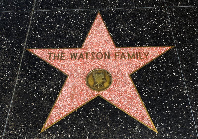 Watson ` s Rodzinna gwiazda, Hollywood sława spacer Hollywood bulwar, Los Angeles, Kalifornia, CA - Sierpień 11th, 2017 - obraz royalty free Watson ` s Rodzinna gwiazda, Hollywood sława spacer Hollywood bulwar, Los Angeles, Kalifornia, CA - Sierpień 11th, 2017 - obraz royalty free