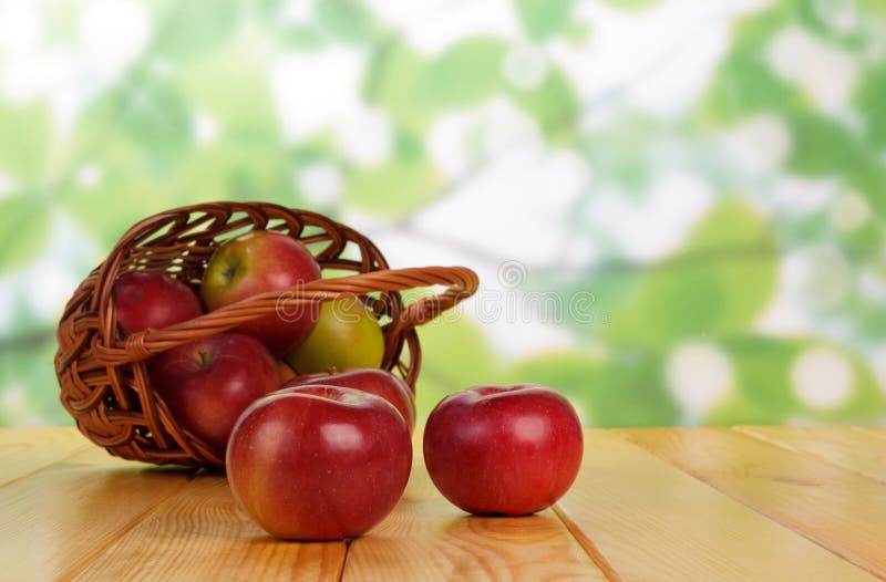 Wattled basket with the apples