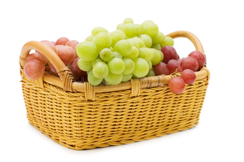 Wattled basket with grapes