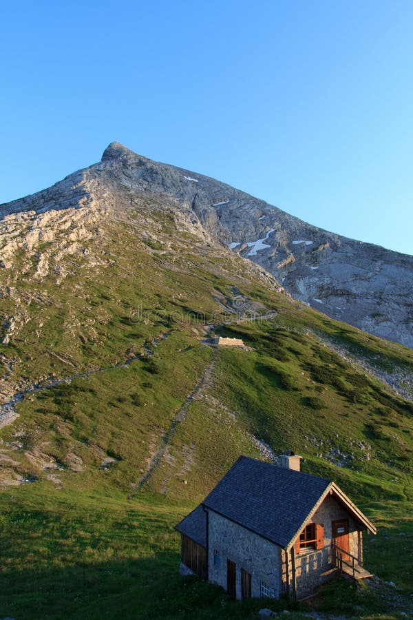 Watzmannhaus - winter lodge royalty free stock photo