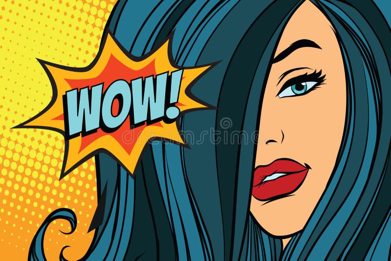 Wauw mooie vrouw met lang haar royalty-vrije illustratie Wauw mooie vrouw met lang haar royalty-vrije illustratie