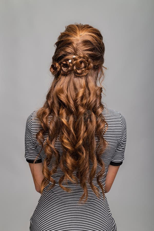 Wave Curls Hairstyle. Hairstyle on Red Brown Hair Woman with Long Hair on Gray Background. Professional Hairdressing Services Stock Photo - Image of clean, paint: 174076718 Wave Curls Hairstyle. Hairstyle on Red Brown Hair Woman with Long Hair on Gray Background. Professional Hairdressing Services Stock Photo - Image of clean, paint: 174076718