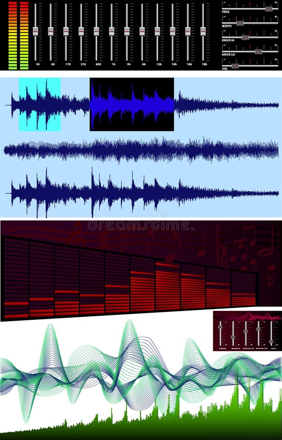 Wave editor, spectrum analyzer royalty free illustration