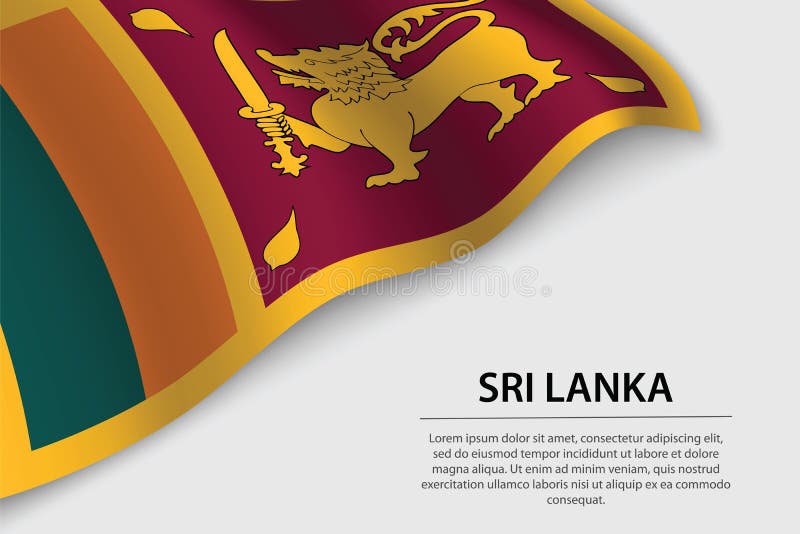 Wave Flag of Sri Lanka on White Background. Banner or Ribbon Vec Stock