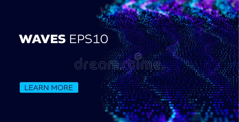 Wave of particles vector background. Sound wave vector background. Futuristic data waveform royalty free illustration