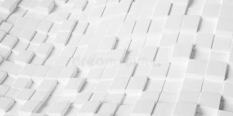 Wave Shaped Random Offset Beveled White Cube Boxes Block Background