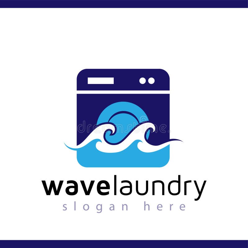 Wave Washer Laundry Logo Vector Element. Laundry Logo Template Stock