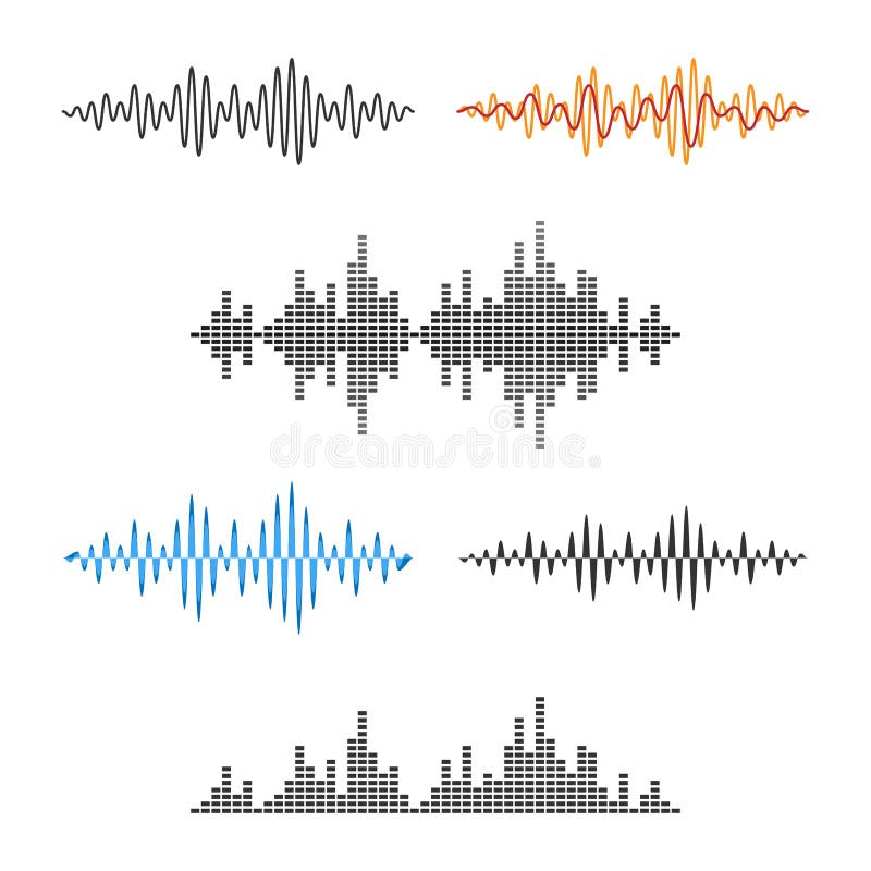 Waveform Shape. Soundwave. Audio Wave Graph Set. Vector royalty free illustration