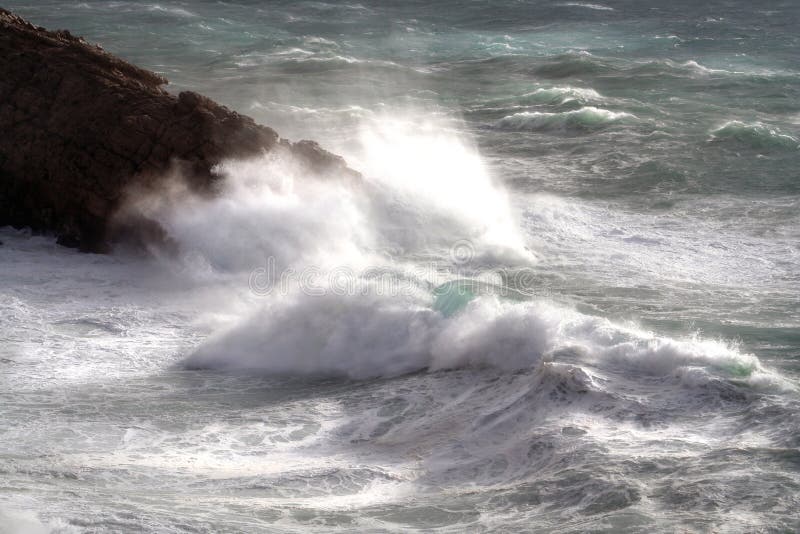 Waves on Aguas Blancas beach Ibiza