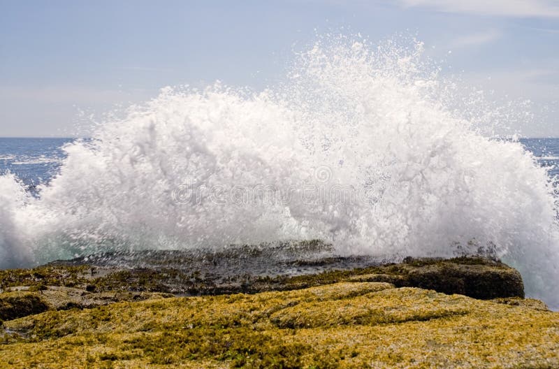 Waves crashing on rocks