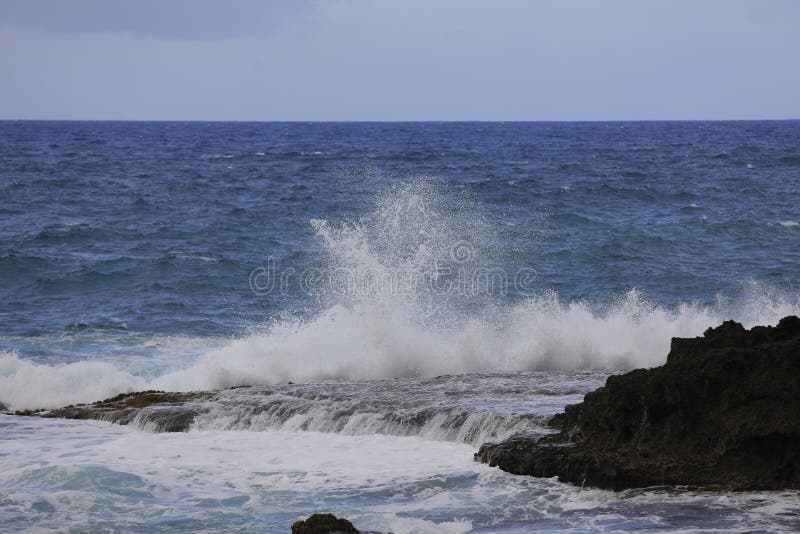 Waves crashing on the rocks