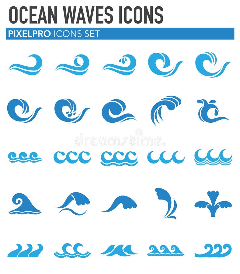 Waves icons set on white background for graphic and web design. Simple vector sign. Internet concept symbol for website