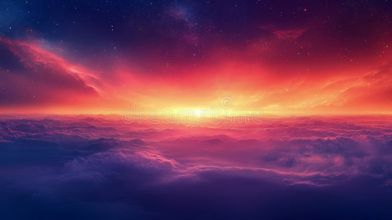 Abstract waves of light and color flowing in a vibrant digital landscape at early morning royalty free stock images