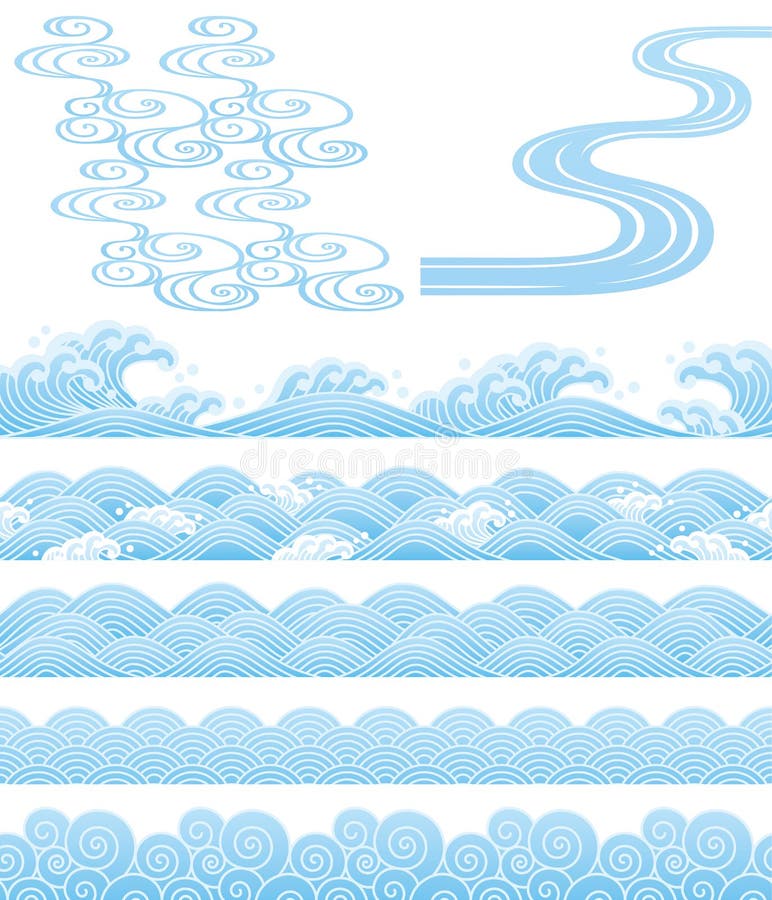 Wavess tradicionais japoneses ilustração do vetor Wavess tradicionais japoneses ilustração do vetor