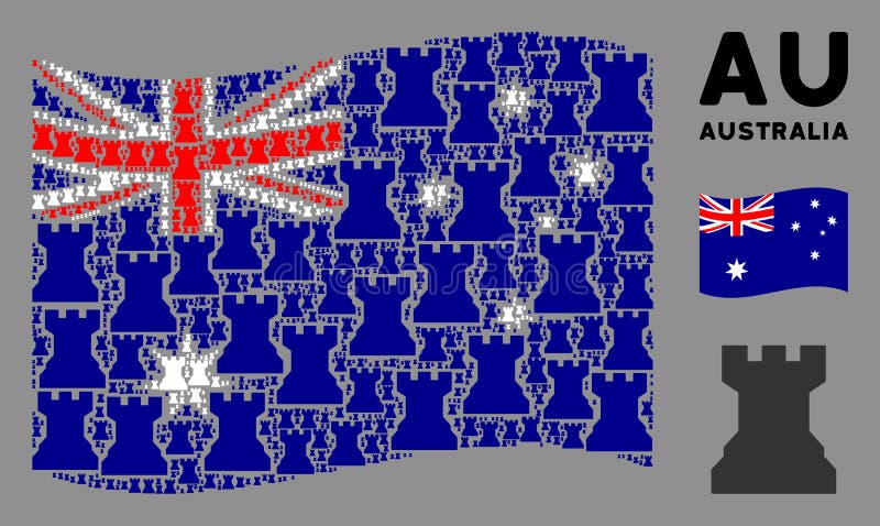 Waving Australia Flag Pattern of Chess Tower Items