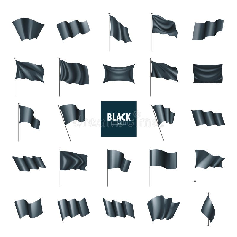 Waving the Black Flag on a White Background Stock Vector Illustration