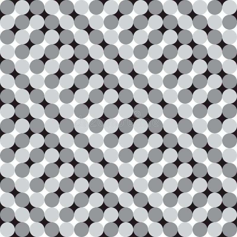 Waving Circles, Black and White Optical Illusion, Vector Seamless Pattern Background. royalty free illustration