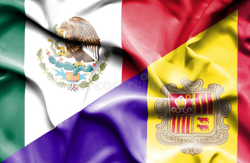 Mexico And Andorra Flags With Scar Concept. Waving Flag,3D Rendering ...