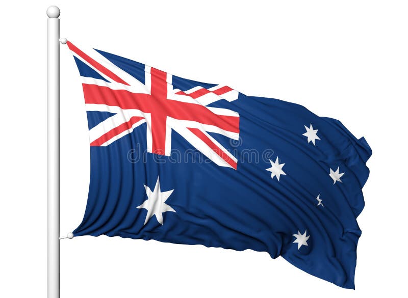 Waving Flag of Australia on Flagpole Stock Illustration Illustration