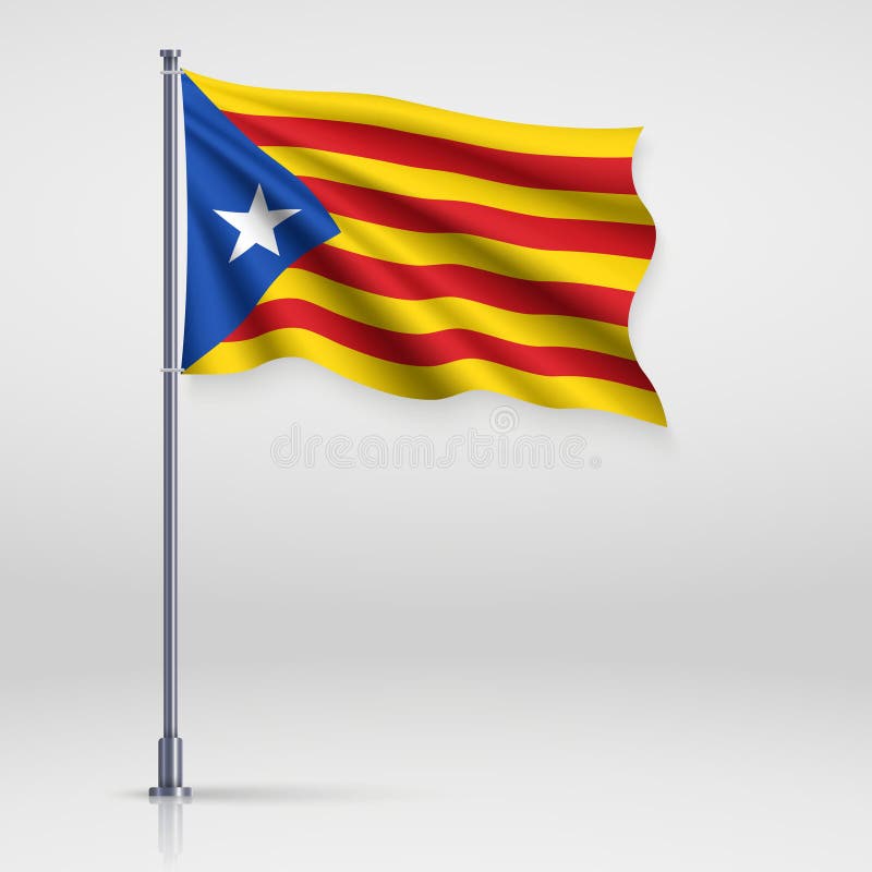 Waving Flag Of Catalan Independentist - Estelada Stock Illustration ...