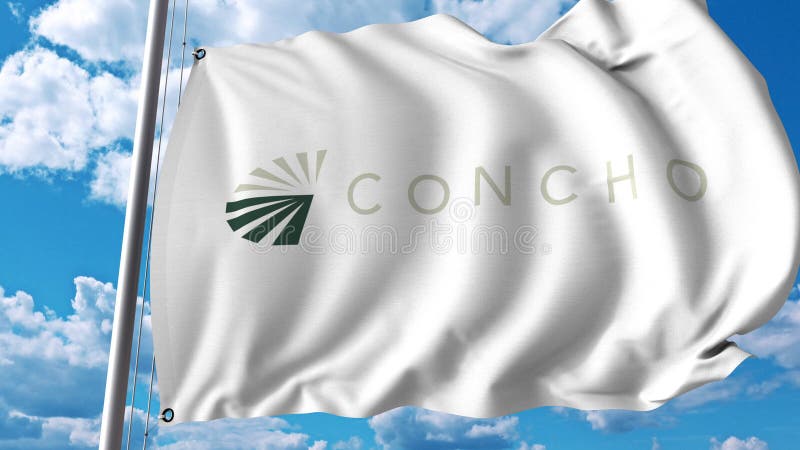 Waving flag with Concho Resources logo. 4K editorial animation