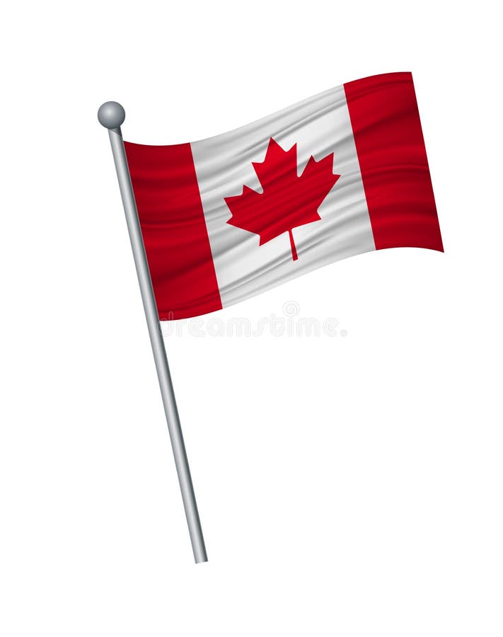 Flag of Canada, Button with Metal Frame and Shadow. Canada Flag Vector
