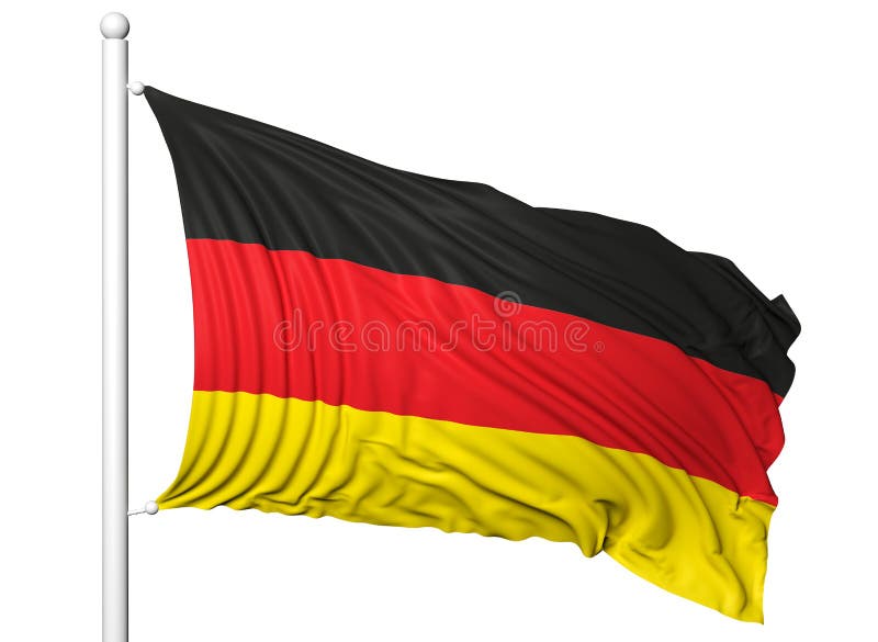 Waving Flag of Germany on Flagpole Stock Illustration - Illustration of ...