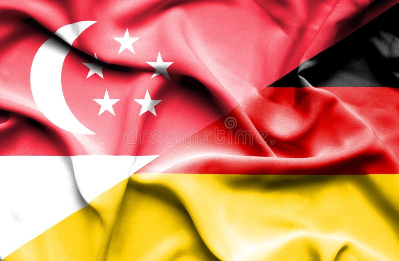 Germany and Singapore Two Flags Textile Cloth, Fabric Texture Stock Illustration Illustration