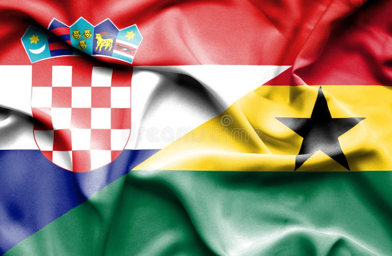 Waving flag of Ghana and Croatia vector illustration