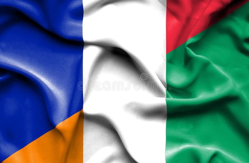 Waving Flag of Ivory Coast and France Stock Illustration Illustration