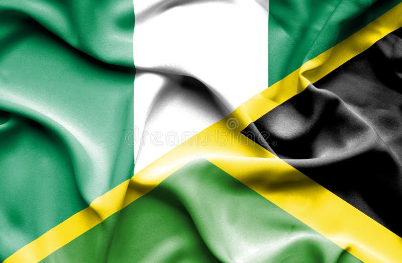 Nigeria and Jamaica Table Flags Isolated on White 3D Rendering Stock