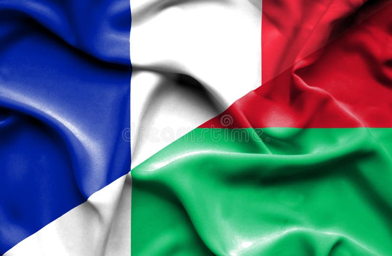 Madagascar and France Two Half Flags Together Stock Illustration