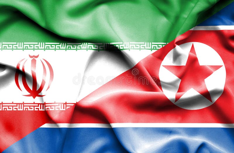 Iran And North Korea. The Iranian And Korean Flags. Official Colors
