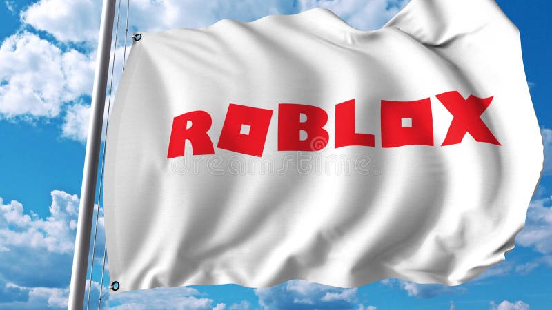 Waving Flag with Roblox Logo. Editoial 3D Rendering Editorial